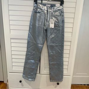 Zara metallic straight leg jeans